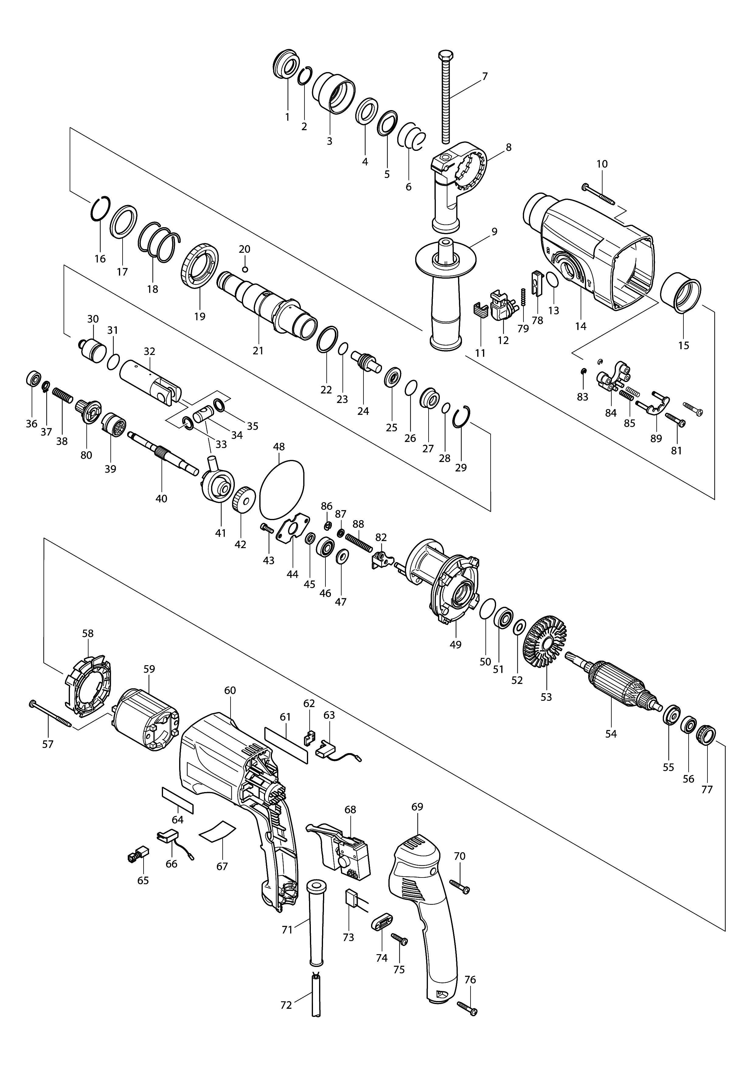 Схема перфоратора электрического Makita HR 2450