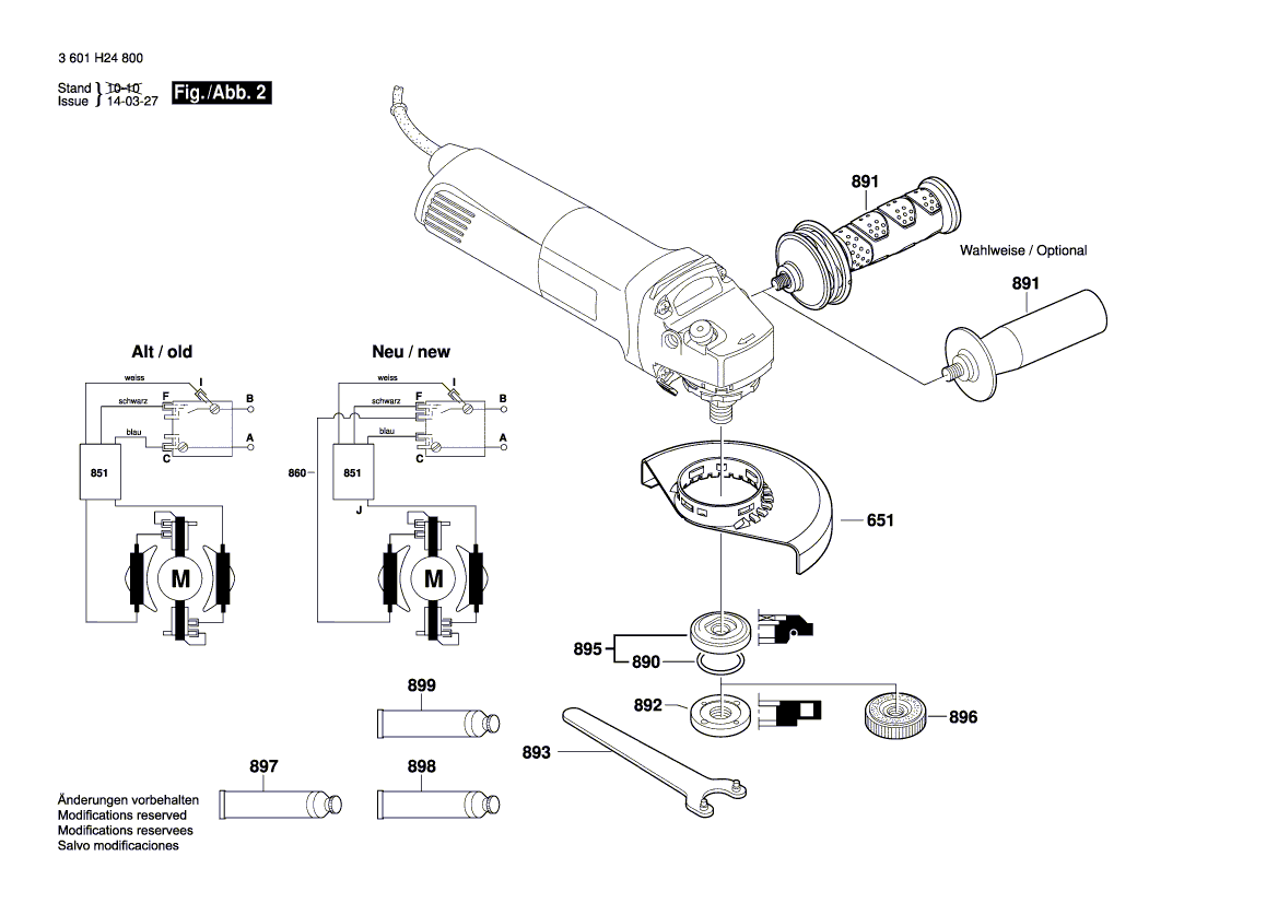 Схема угловой шлифмашины Bosch GWS 1400 (3601H24800)