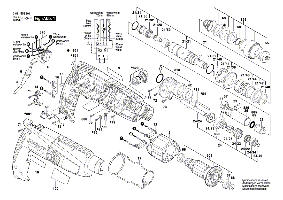 Схема перфоратора Bosch GBH 2-18 RE (3611B58301)