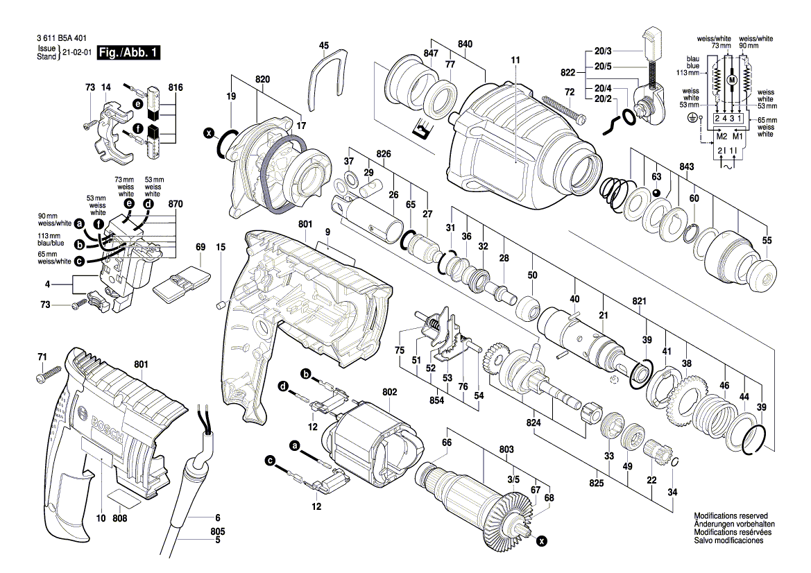 Схема перфоратора Bosch GBH 2-20 D (3611B5A401)