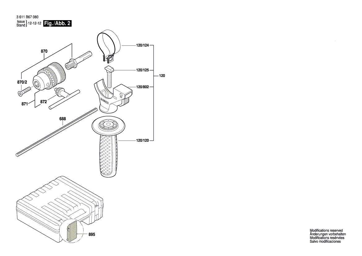 Схема перфоратора Bosch GBH 2-28 D (3611B67080)