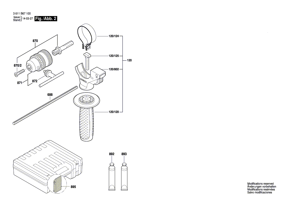 Схема перфоратора Bosch GBH 2-28 DV (3611B67100)