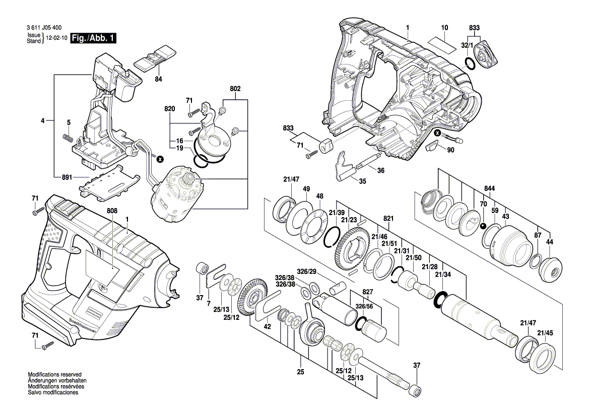 Схема перфоратора Bosch GBH 18V-Li (3 611 J05 400)