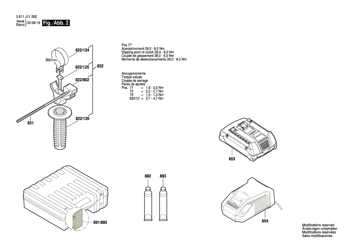 Схема перфоратора Bosch GBH 180-Li (3 611 J11 000)