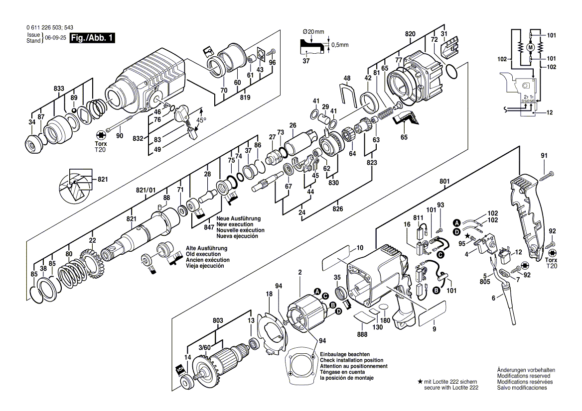 Схема перфоратора Bosch GBH 2 SE (0611226503)