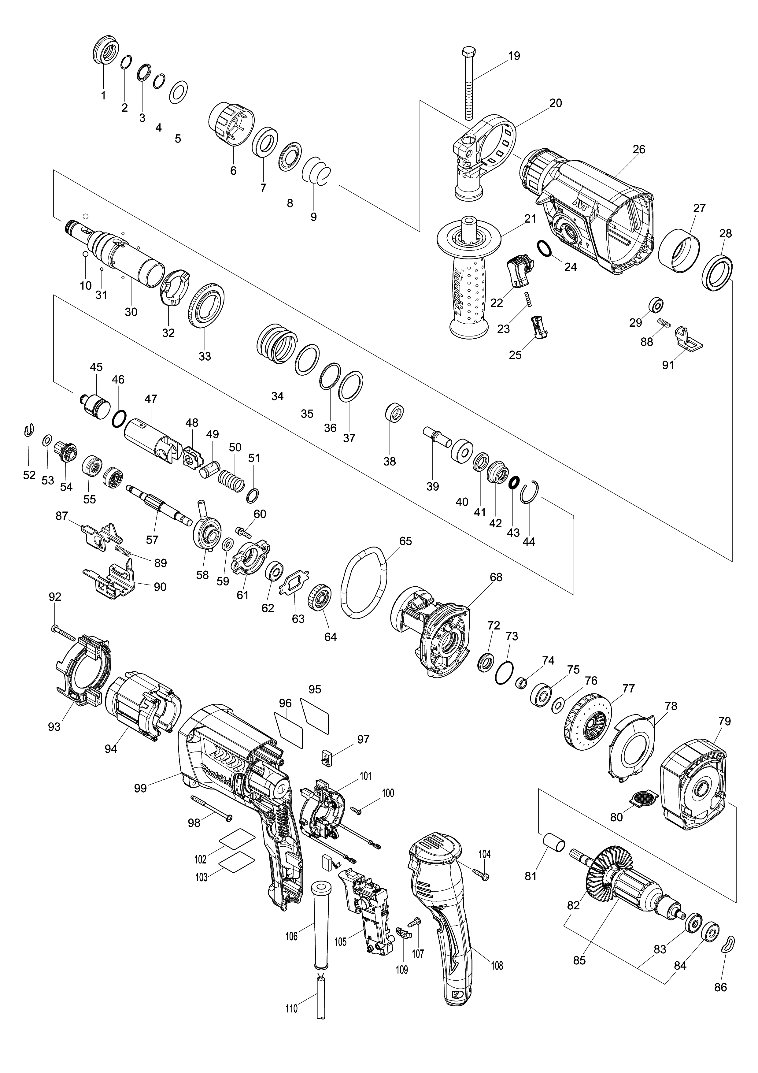 Запчасти для перфоратора Makita HR2650