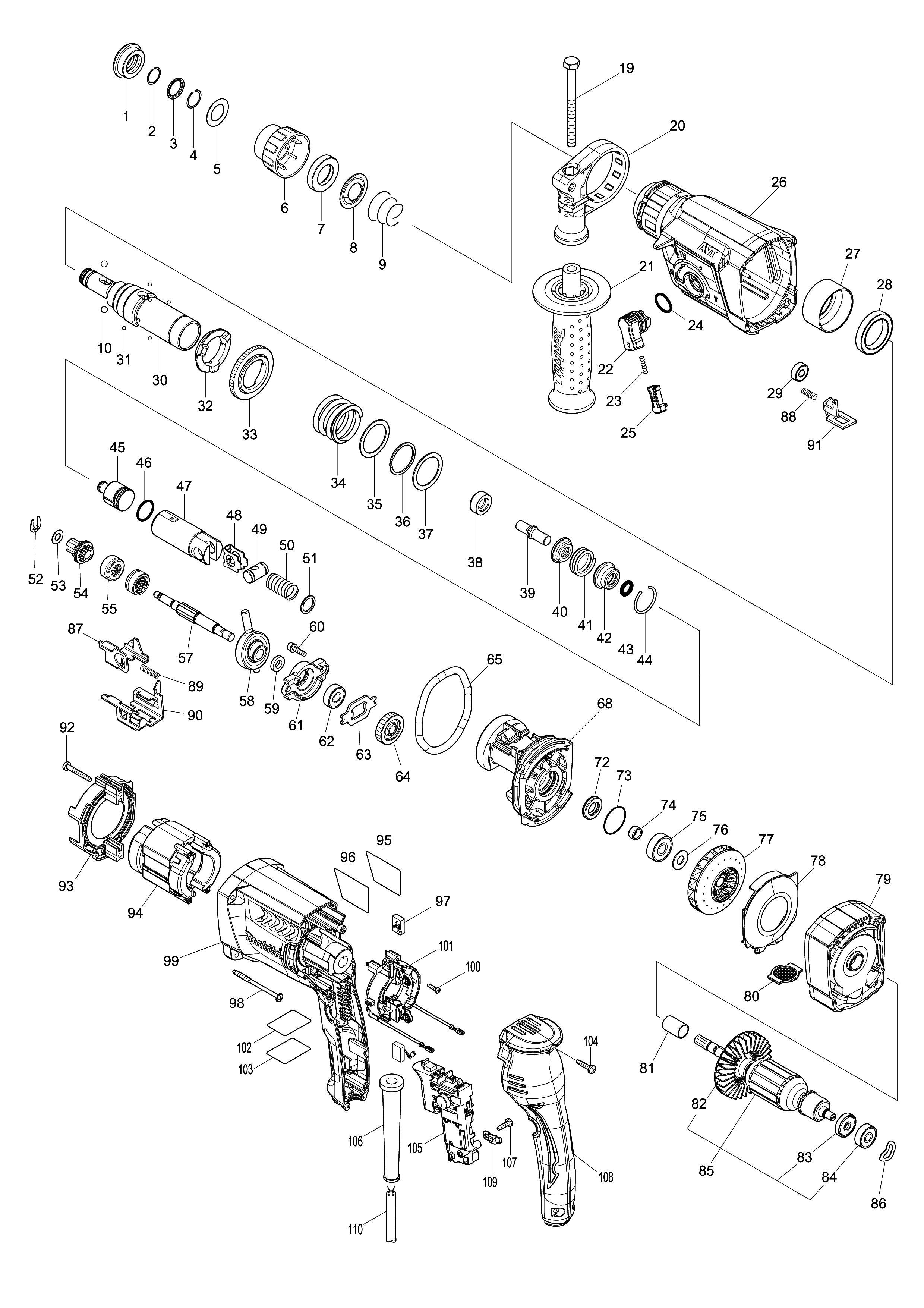 Запчасти для перфоратора Makita HR2652