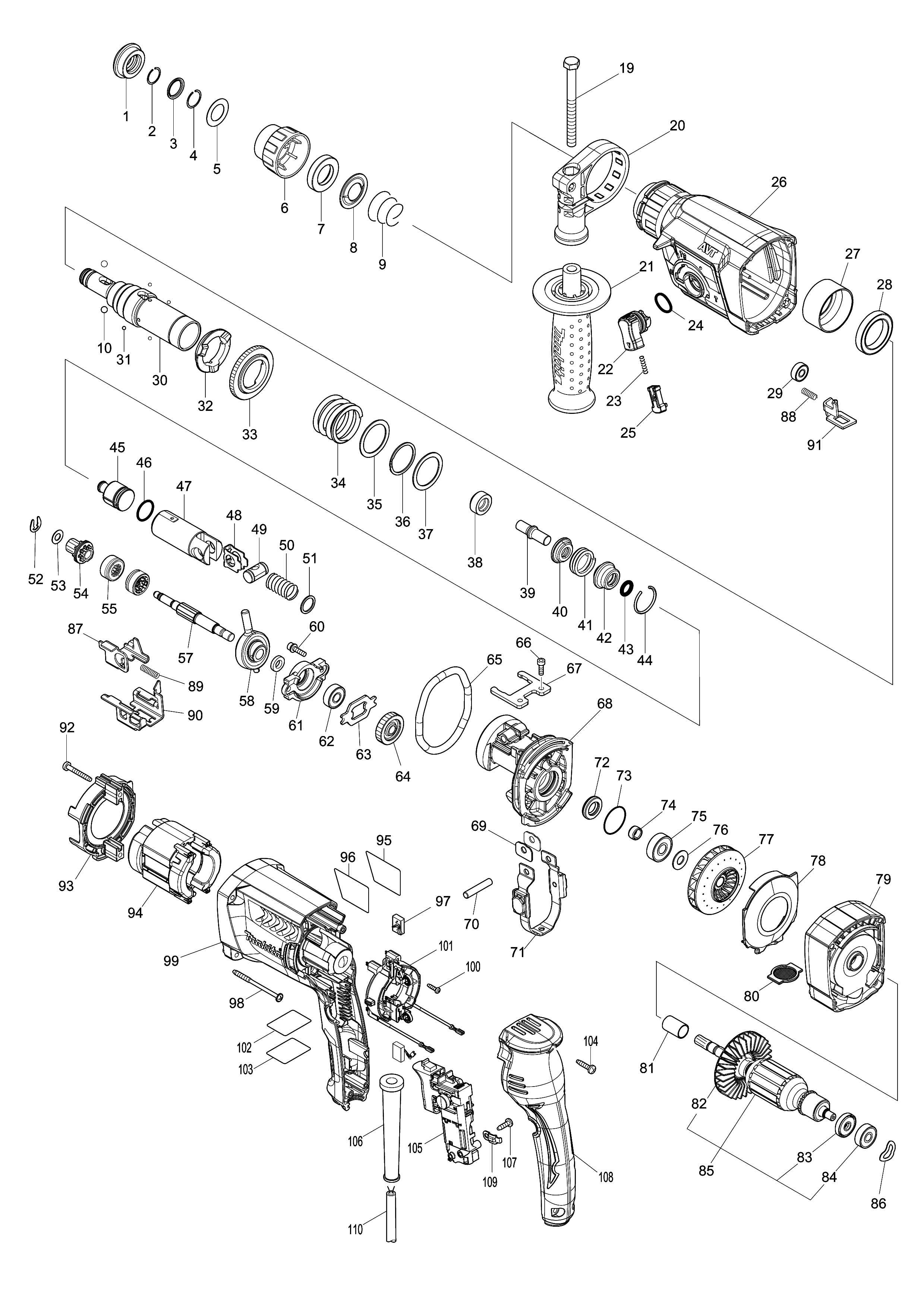 Запчасти для перфоратора Makita HR2653